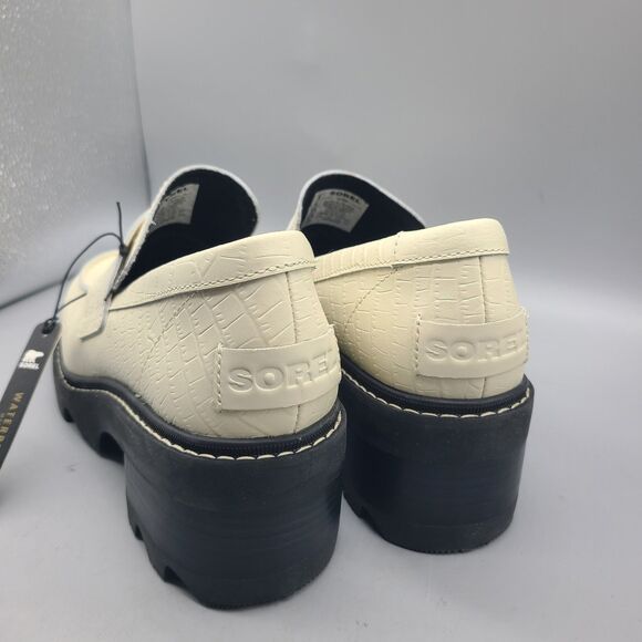 Sorel Joan Now City Women's Loafer Chalk Croc Leather Heel Platform Sz 8 NEW - Picture 5 of 8